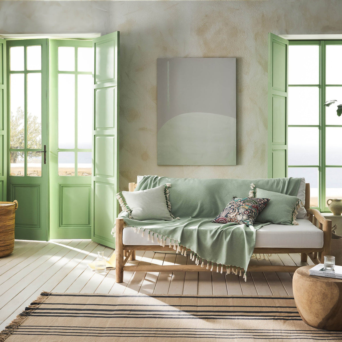 Decorative Throw 180x180cm Kianga Bean Green 226/18