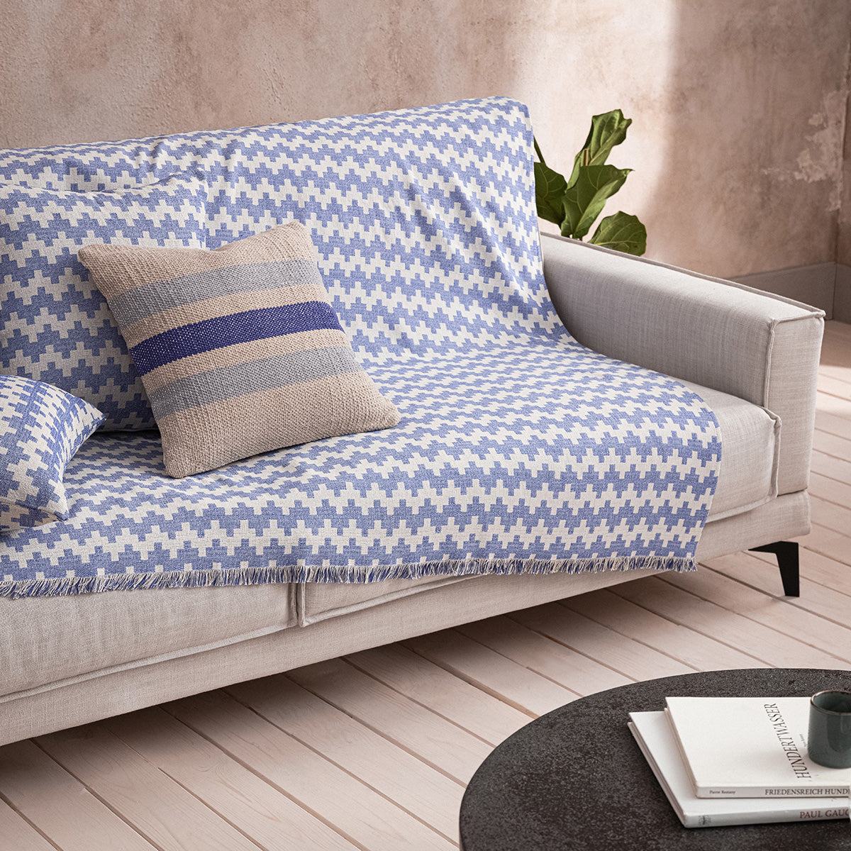 Three-seater Throw 180X310cm Summer waves Marine Blue 466/ 09