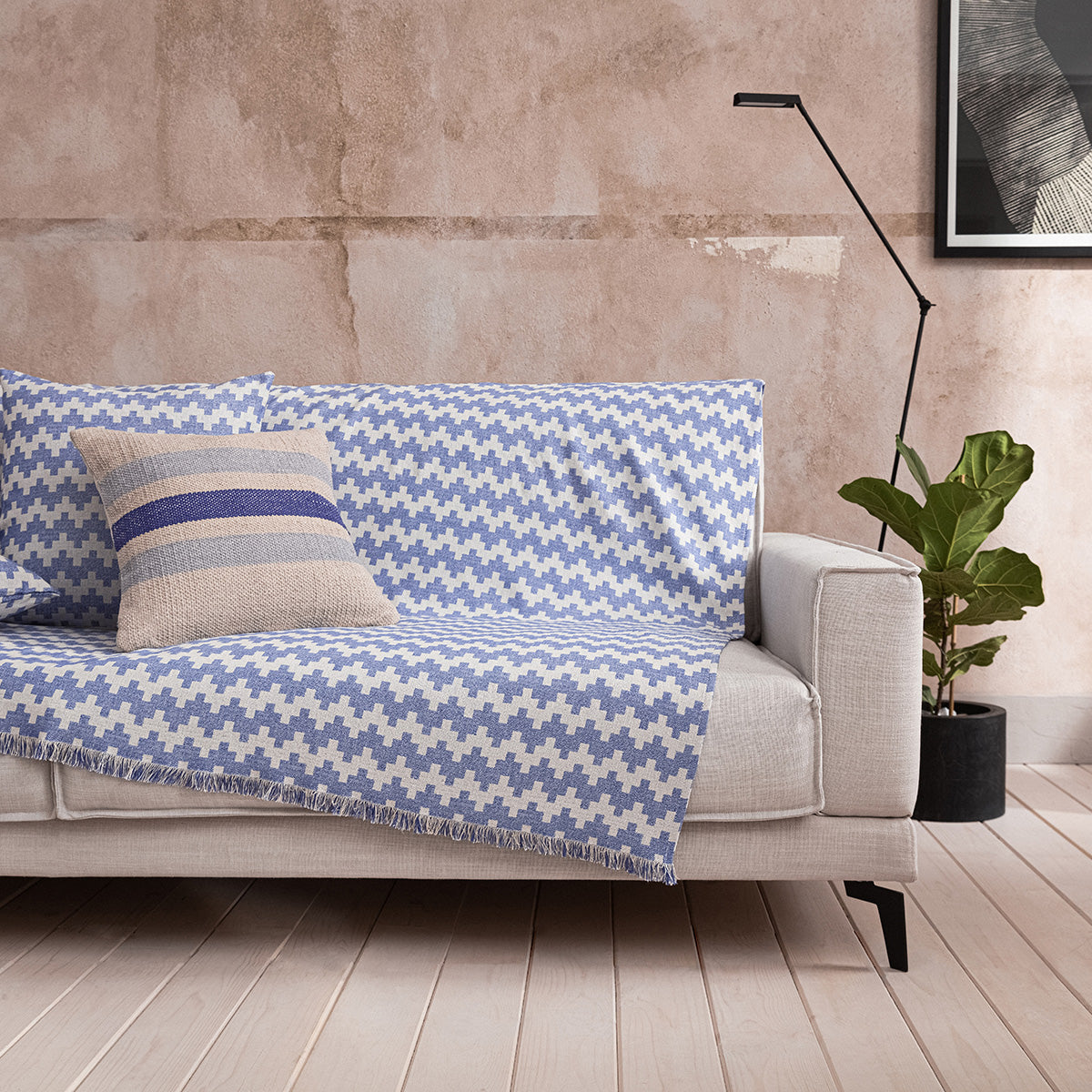 Three-seater Throw 180X310cm Summer waves Marine Blue 466/ 09