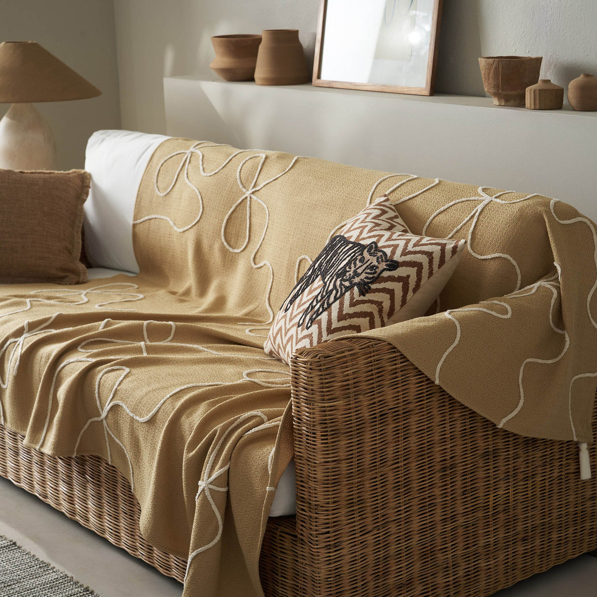 sofa throw decoration 140x180cm Elowen Warm Beige 505