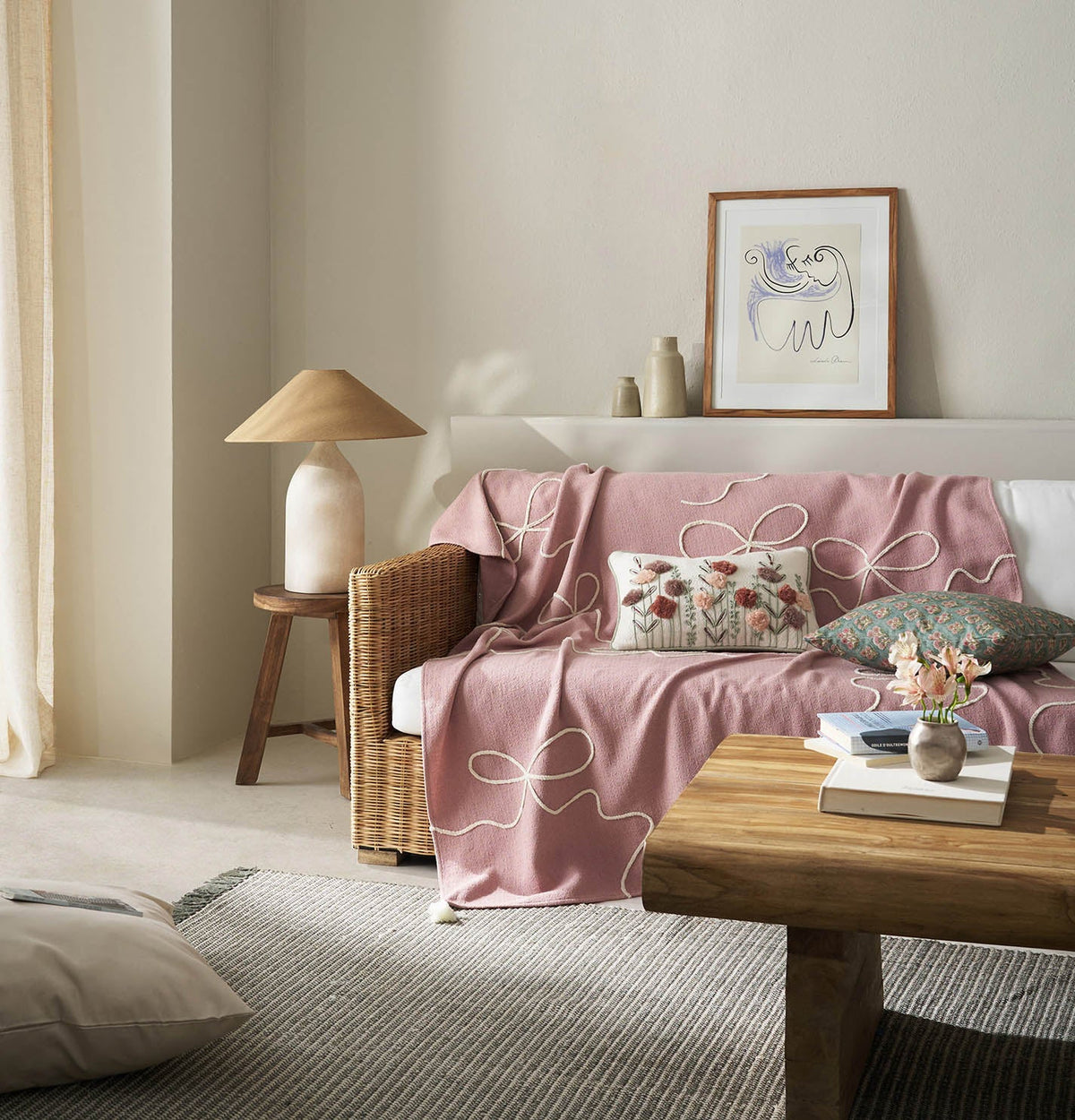 sofa throw decoration 140x180cm Elowen Magnolia Rose 505