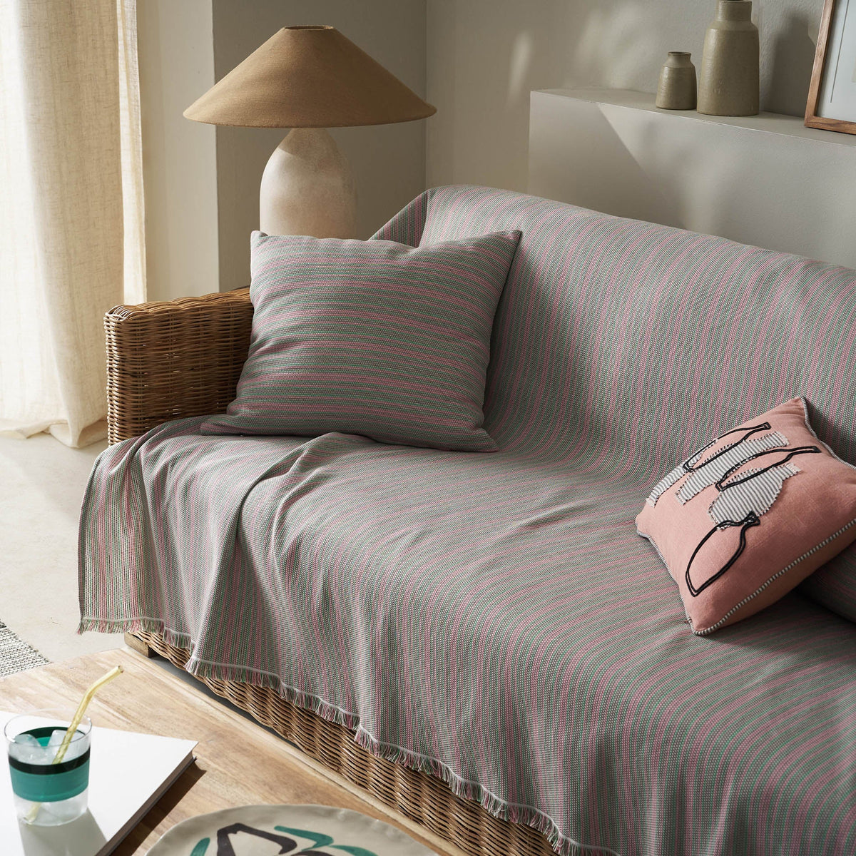 sofa throw Nymeria Pink Stripe 574/17