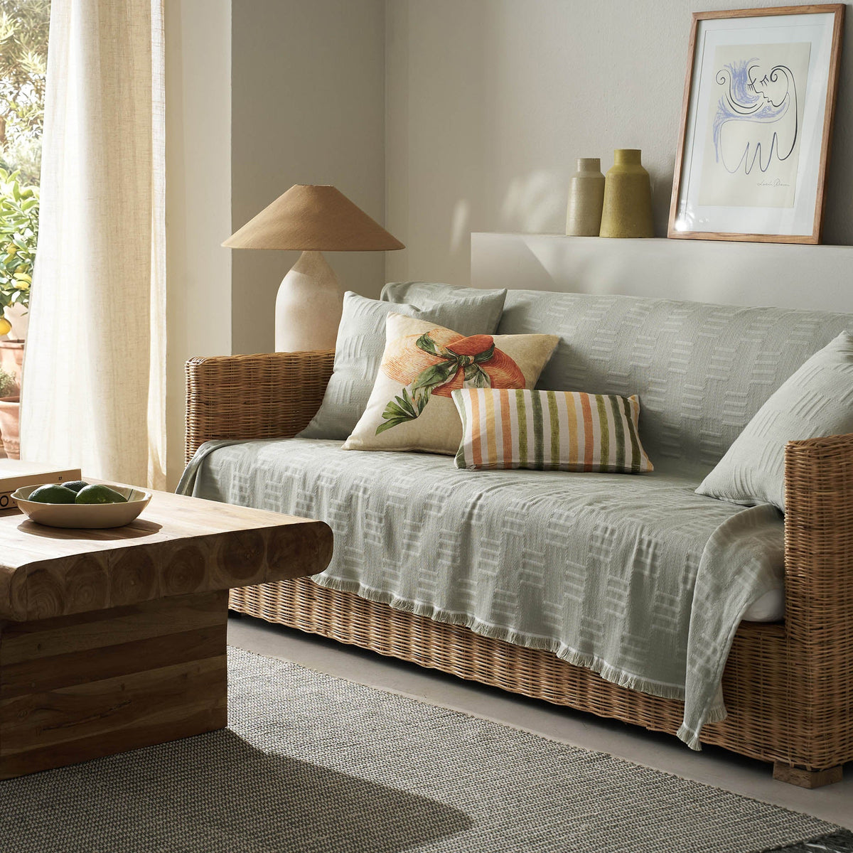 sofa throw Calyra Smoke Green 654/07