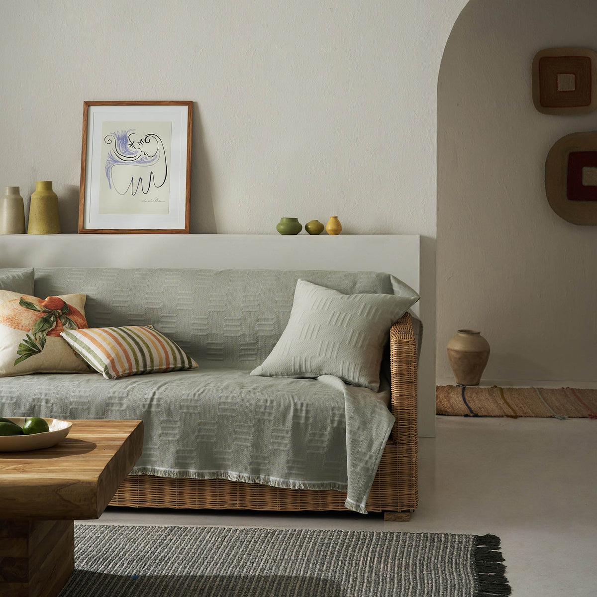 sofa throw Calyra Smoke Green 654/07