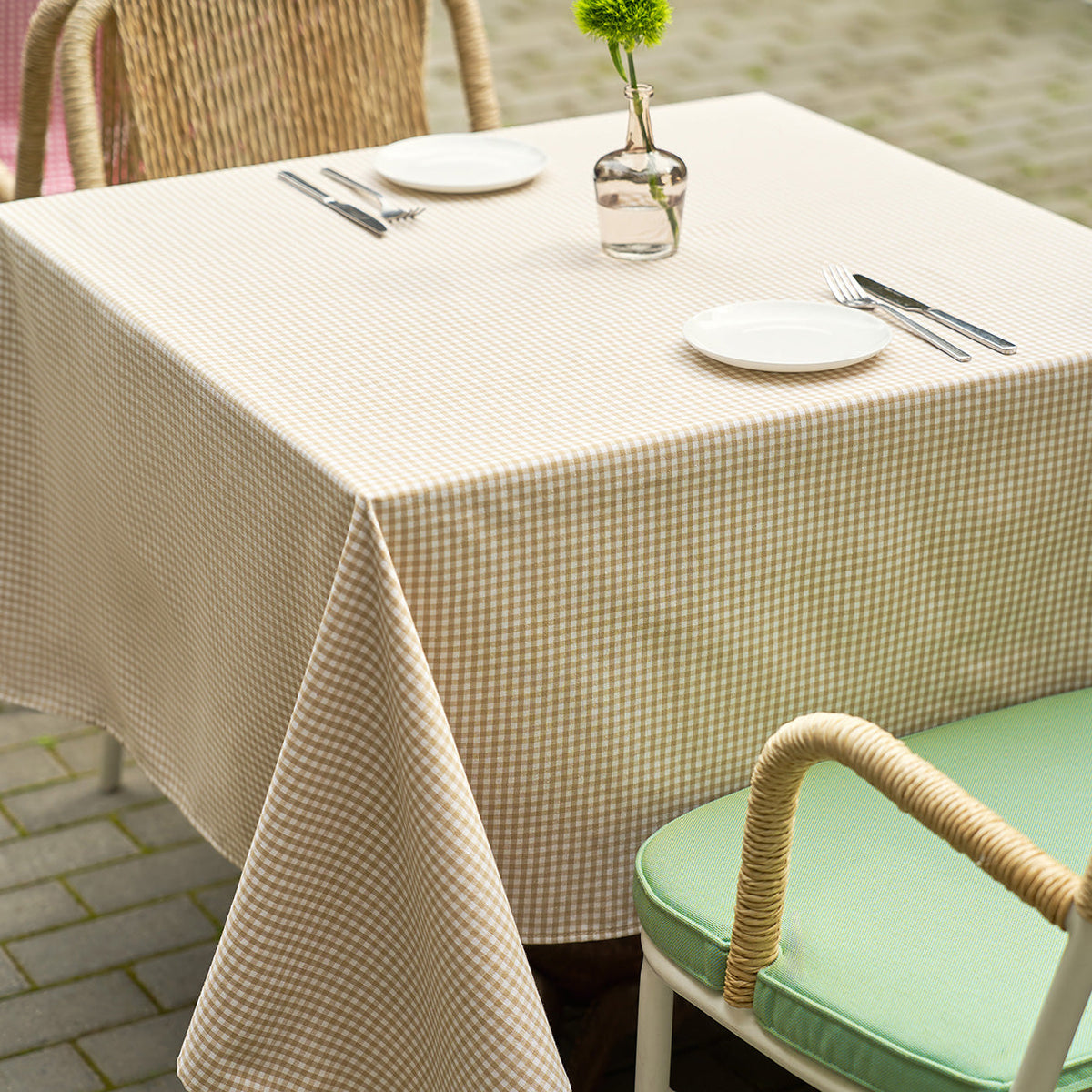 Checkered Beige tablecloth