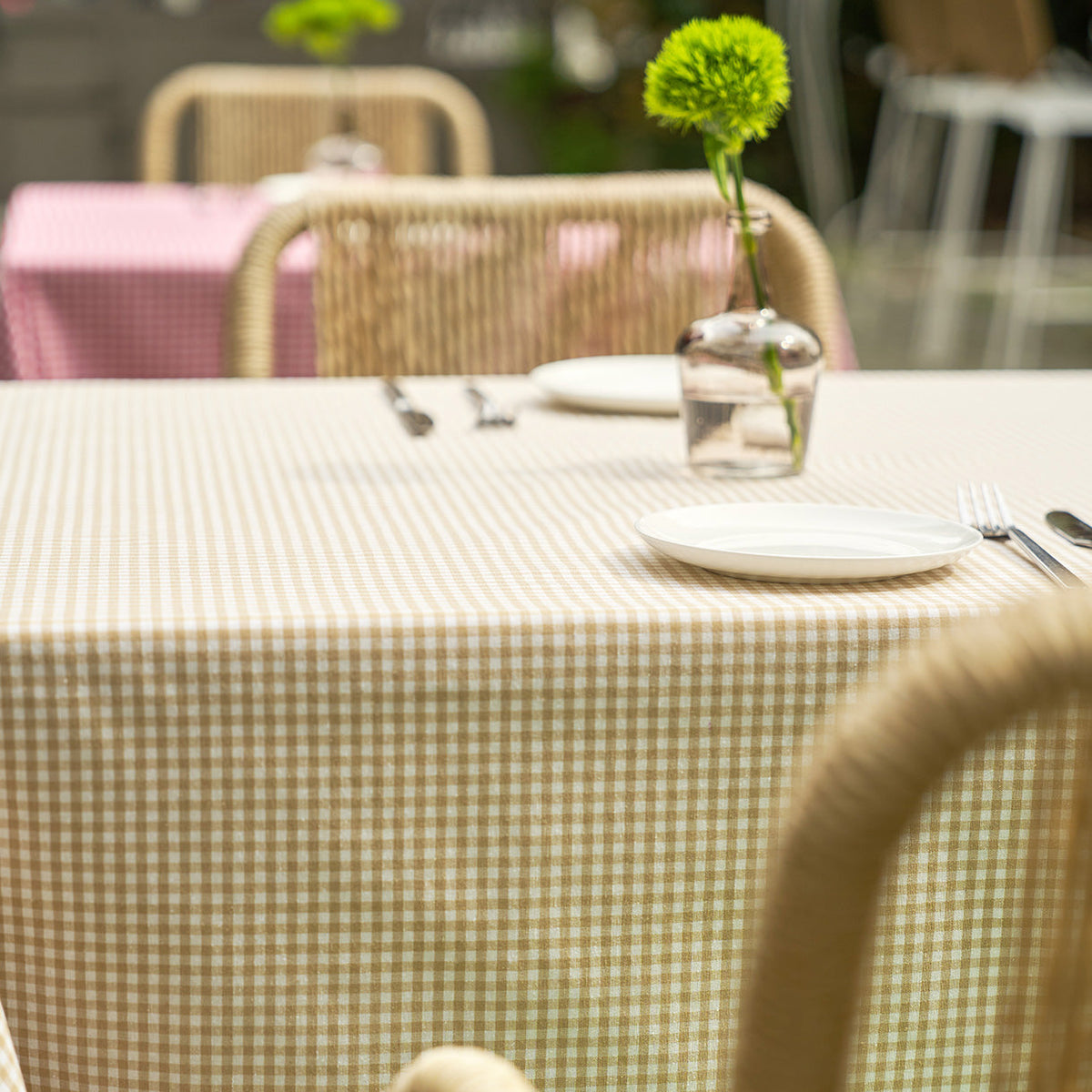 Checkered Beige tablecloth
