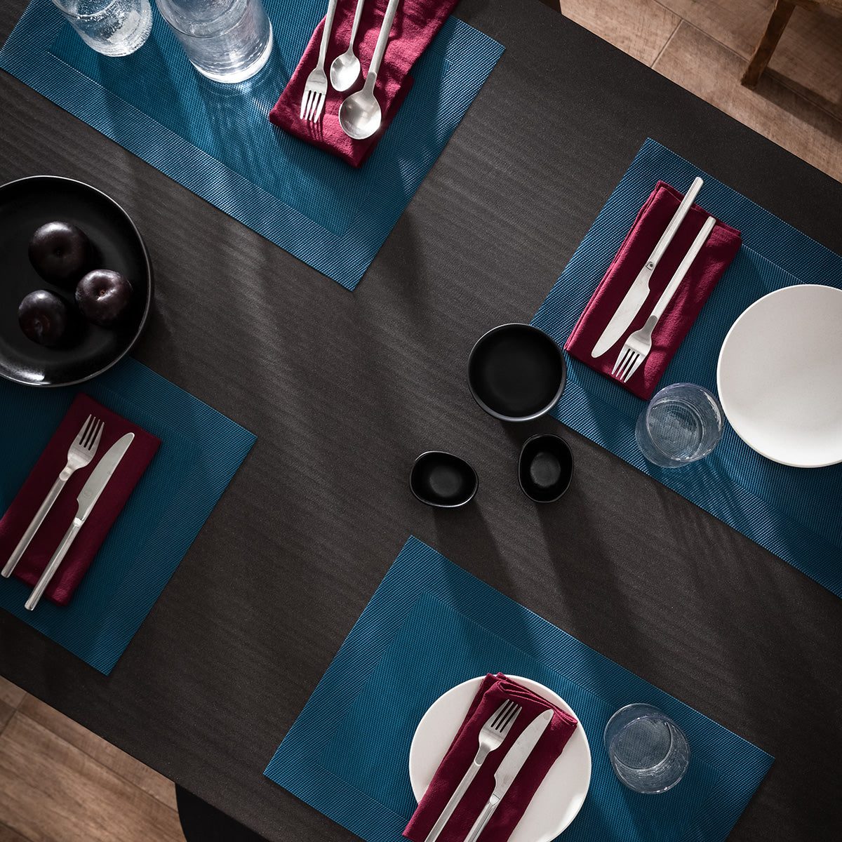 Set of 4 Placemats with 4 Napkins 30x46cm Waverly Jean Blue 132/ 09